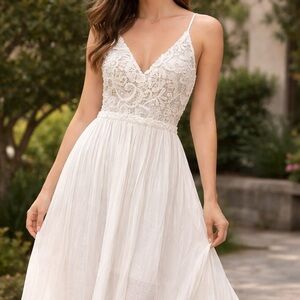 Lulu’s Elegant White Lace Women Dress